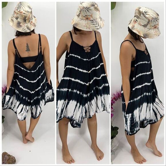 The Kau wela Mini Romper Beach Boho Romper Gypsy Overall Wide Leg - Picture 16 of 16